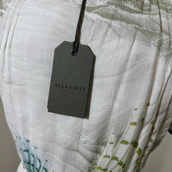 NWT All Saints Dela Ngaru Sea Green Flowy Crepe Wrap Dress US Size 0 - Picture 12 of 13